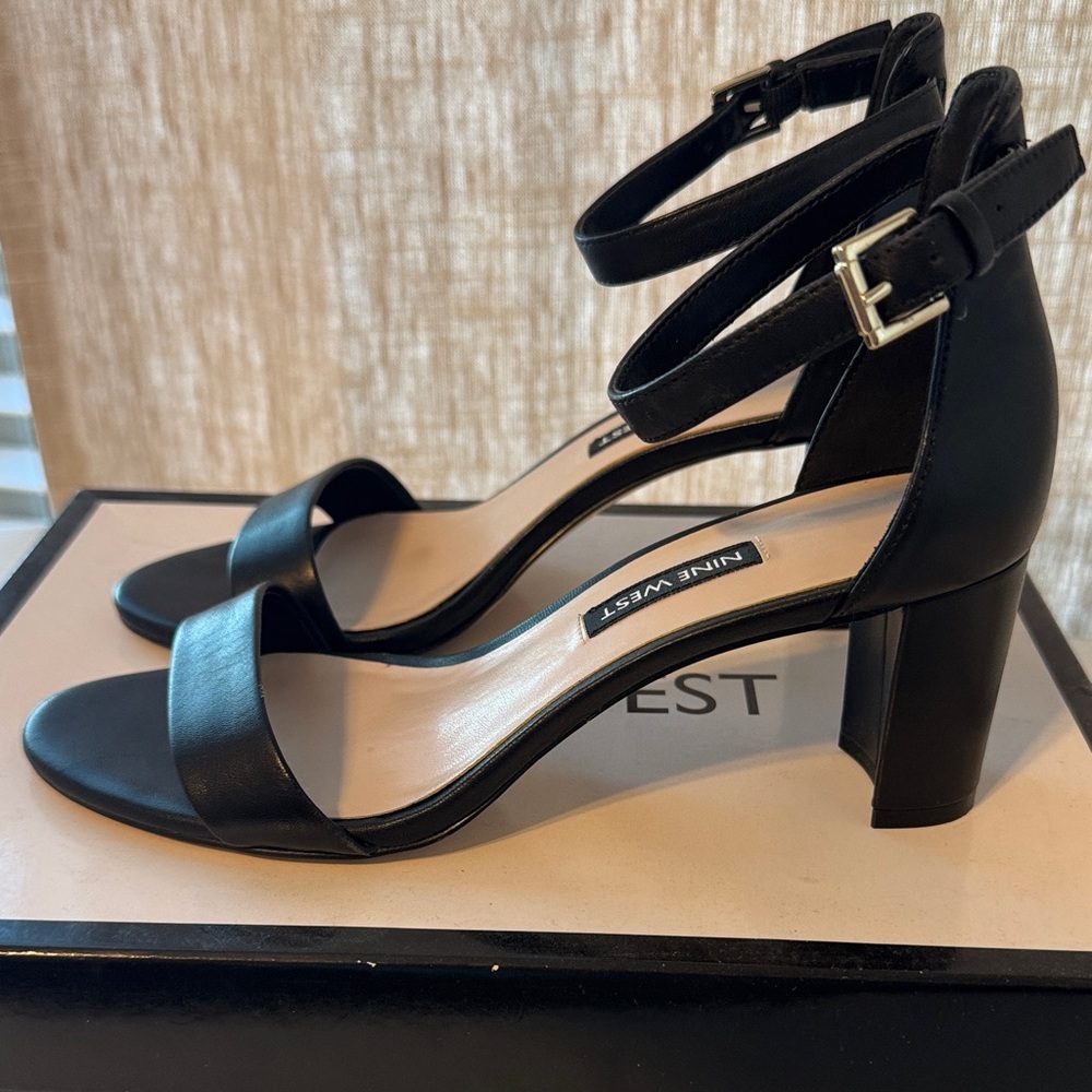Nine West Black Block Heel Sandals